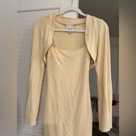 Chloe Knit Shrug Dress Set from Reformation in the color “Custard” - Picture 3 of 4